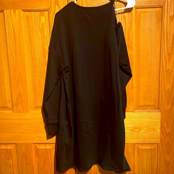 Off-The-Shoulder Sweater Dress with Floral Embroidery - Picture 5 of 5